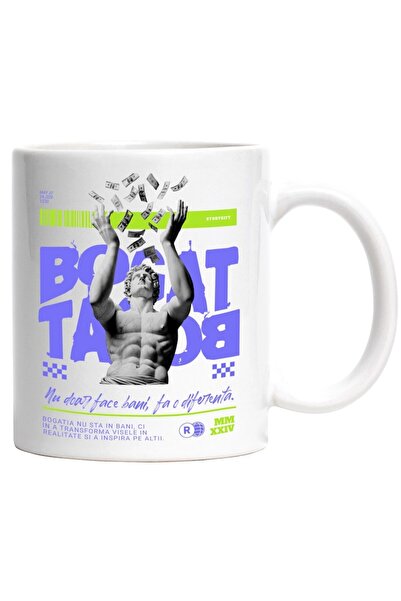 INOVATIX Cana alba personalizata, Bogat - Nu Face Doar Bani, Fa o Diferenta, ...