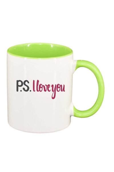 INOVATIX Cana alba personalizata, Love, interior verde deschis, D391, INOVATI...