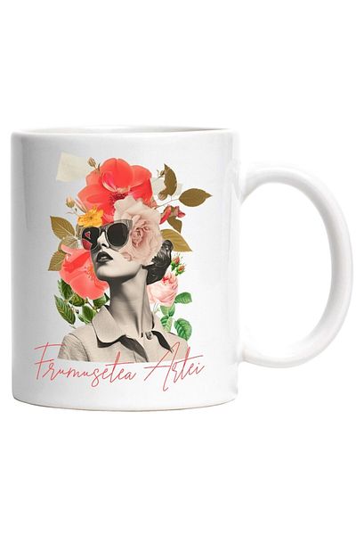 INOVATIX Personalized white mug, Abstract Art Female Face With Glasses The Beauty of Art, INOVATIX®. 330ml