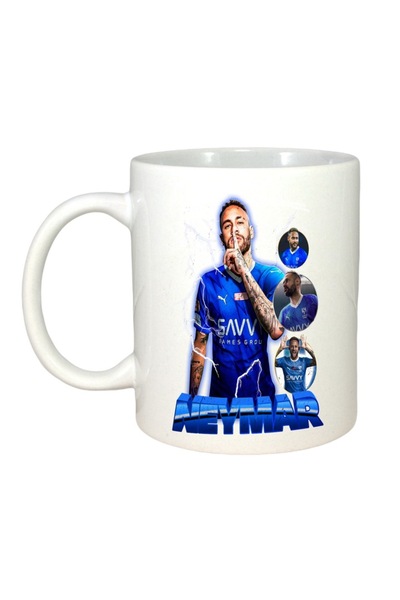 INOVATIX Cana Alba Personalizata, Neymar Fulger, Maner Si Interior Alb, ®. 330ml