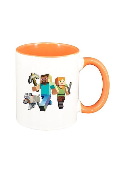 INOVATIX Personalized white mug, Minecraft, orange interior, D1468, INOVATIX®. 330ml