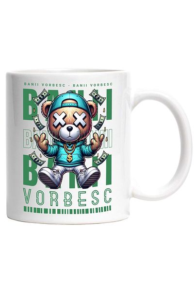 INOVATIX Personalized white mug, Money Talks - Rich Bear, INOVATIX®. 330ml