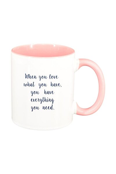 INOVATIX Cană albă personalizată, mesaj When you Love, roz interior, D1420, I...