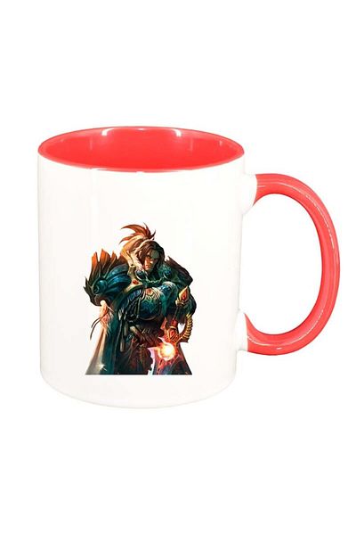 INOVATIX Personalized white mug, WoW, red interior, D138, INOVATIX®. 330ml