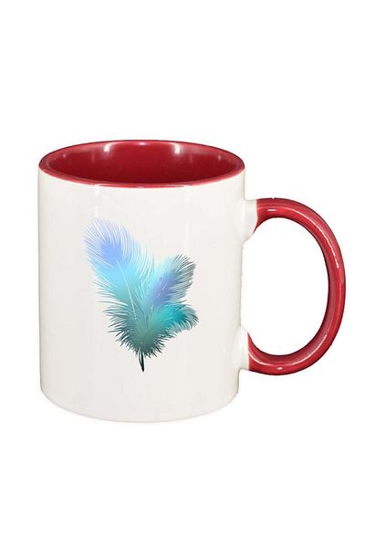 INOVATIX Personalized white mug, Feather, red interior, D230, INOVATIX®. 330ml