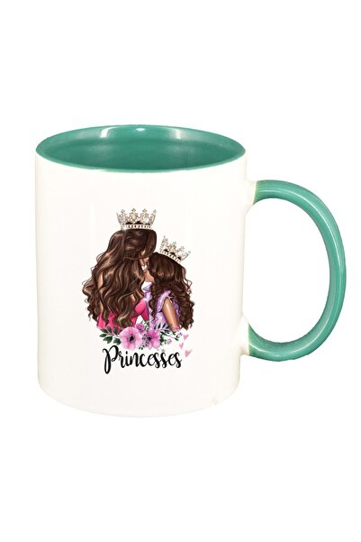 INOVATIX Cana alba personalizata, Princess, Mama Copil, Fetita, interior verd...