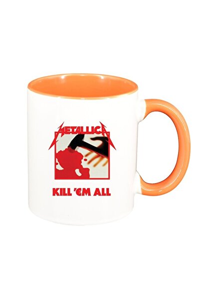 INOVATIX Εξατομικευμένη λευκή κούπα, Metallica, πορτοκαλί εσωτερικό, D1445, I...