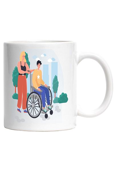 INOVATIX Personalized white mug, Wheelchair, Sneakers, City, Walking, INOVATIX®. 330ml