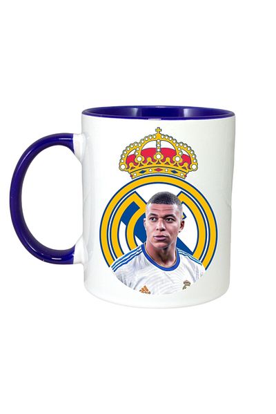 INOVATIX Cana Alba Personalizata, Mbappe King Real, Maner Si Interior Albastru, ®. 330ml
