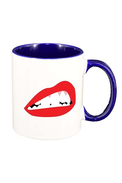 INOVATIX Cana alba personalizata, Red Lips, interior albastru inchis, D1020, INOVATIX®. 330ml
