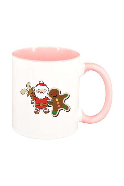 INOVATIX Personalized white mug, Merry Christmas, pink interior, D1540, INOVATIX®. 330ml