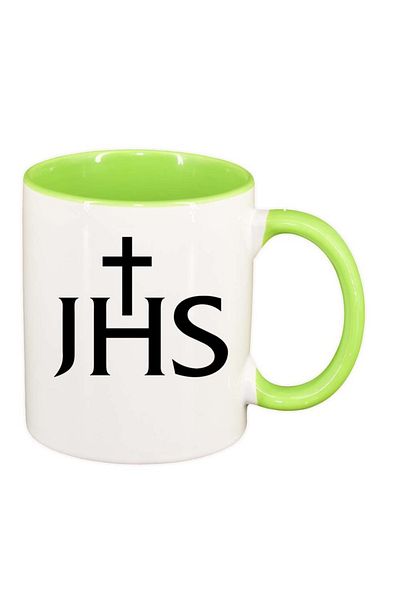 INOVATIX Personalized white mug, Christ, light green interior, D1096, INOVATIX®. 330ml