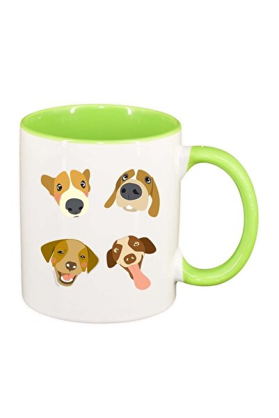 INOVATIX Персонализирана бяла чаша, Кучета, светлозелена вътрешност, D968, IN...