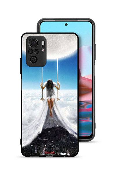 Tolwak Xiaomi Redmi Note 10 4G Protective Case Cover Moon Clouds Town Art