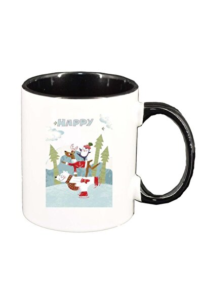 INOVATIX Персонализирана бяла чаша, Весела Коледа, черен интериор, D1537, INO...