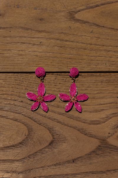 Rumon Hanging Braided Straw Flower Earrings