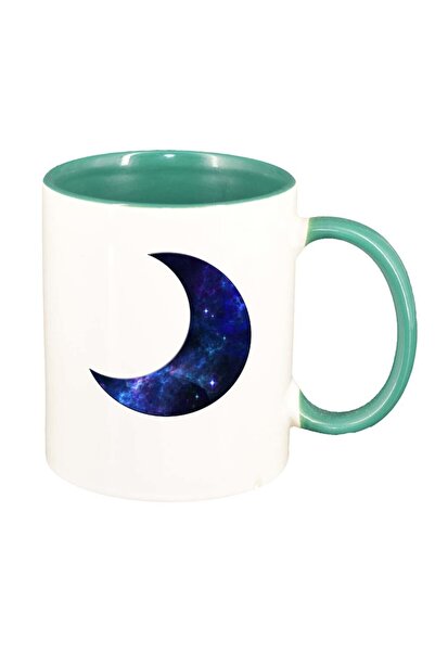 INOVATIX Εξατομικευμένη λευκή κούπα, Σελήνη, πράσινο εσωτερικό, D221, INOVATI...