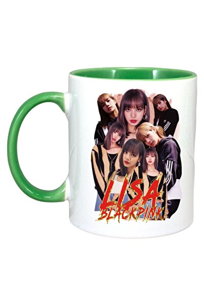 INOVATIX Cana Alba Personalizata, Formatia/trupa Lisa 5, Maner Si Interior Verde, ®. 330ml