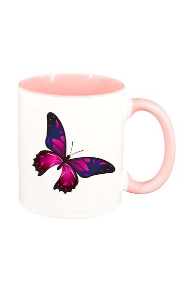 INOVATIX Cana alba personalizata, Butterfly, interior roz, D959, INOVATIX®. 330ml
