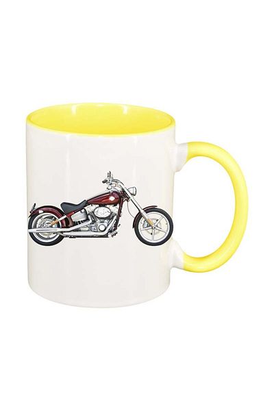 INOVATIX Personalized white mug, Motor, yellow interior, D53, INOVATIX®. 330ml