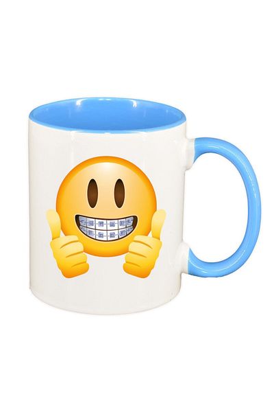 INOVATIX Personalized white mug, Emoji Like, blue interior, D25, INOVATIX®. 330ml