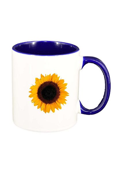 INOVATIX Personalized white mug, Flower, dark blue interior, D364, INOVATIX®. 330ml