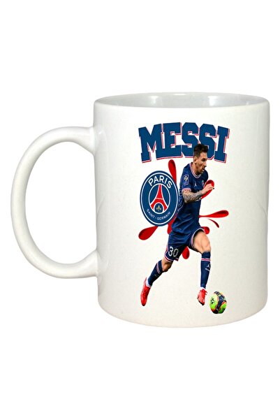 INOVATIX Cana Alba Personalizata, Messi Lionel Psh Ball, Maner Si Interior Alb, ®. 330ml