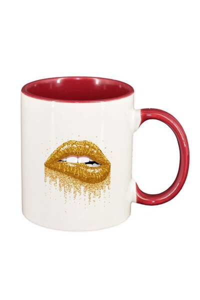 INOVATIX Cana alba personalizata, Lips, interior rosu, D250, INOVATIX®. 330ml