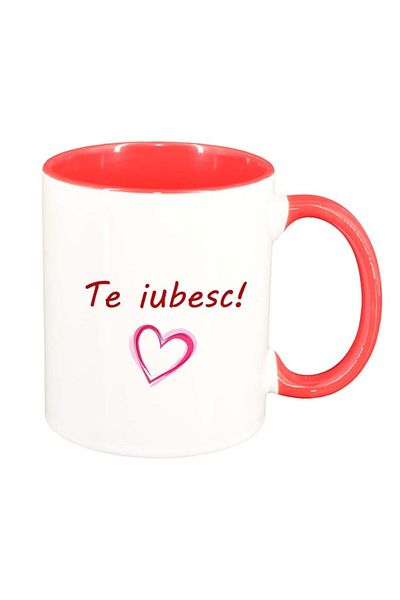 INOVATIX Personalized white mug, I love you..., dark red interior, D1022, INOVATIX®. 330ml
