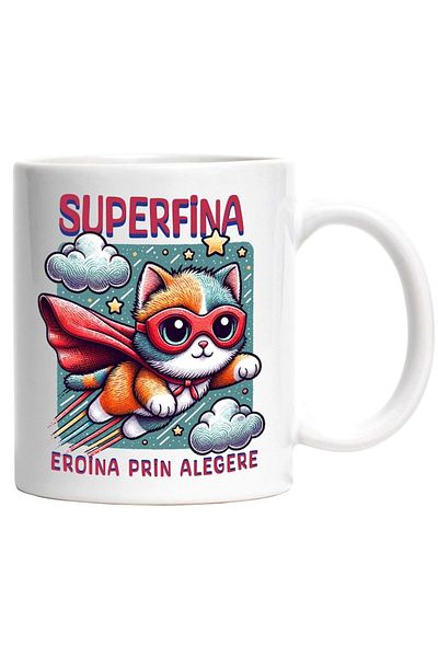 INOVATIX Personalized white mug, Super Fine, Superhero, Heroine By Choice, INOVATIX®. 330ml
