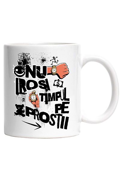 INOVATIX Cana alba personalizata, Citat motivational Nu-ti irosi timpul pe prostii, INOVATIX®. 330ml