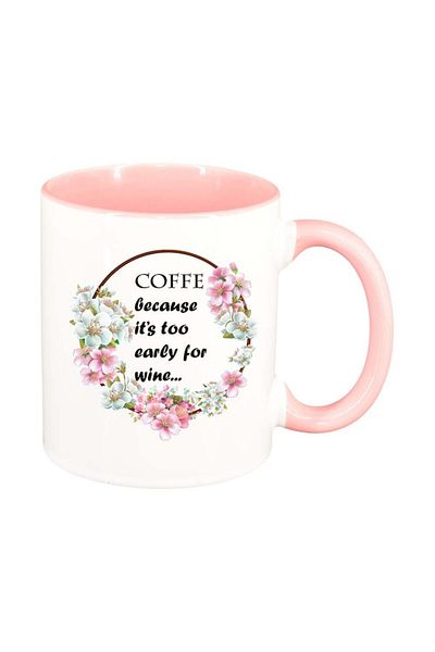 INOVATIX Cana alba personalizata, Flori, Too early for wine..., interior roz, D1038, INOVATIX®. 330ml
