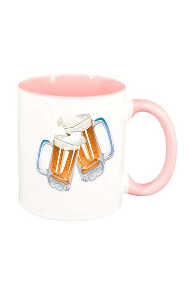 INOVATIX Personalized white mug, Beer, pink interior, D416, INOVATIX®. 330ml