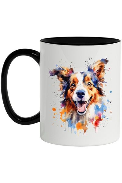 INOVATIX Personalized white mug, Puppy, Paint, Splatter, Pet, with Black Handle, INOVATIX®. 330ml