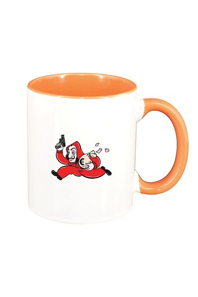 INOVATIX Personalized white mug, La Casa De Papel, orange interior, D1481, INOVATIX®. 330ml