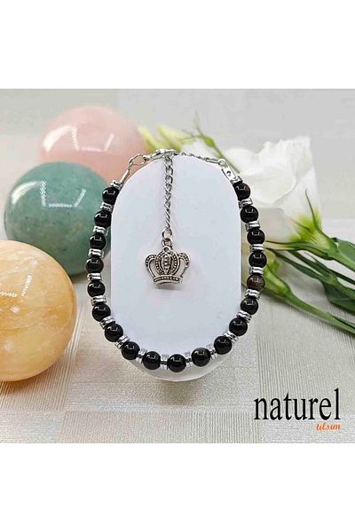Naturel Tılsım Obsidian Natural Stone 6mm Bracelet