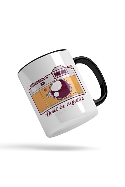 INOVATIX Cana alba personalizata, Don't Be Negative, Camera pe Film, cu Manerul Negru, INOVATIX®. 330ml
