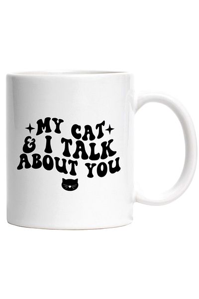 INOVATIX Personalized white mug, for cat lovers who gossip with them, INOVATIX®. 330ml
