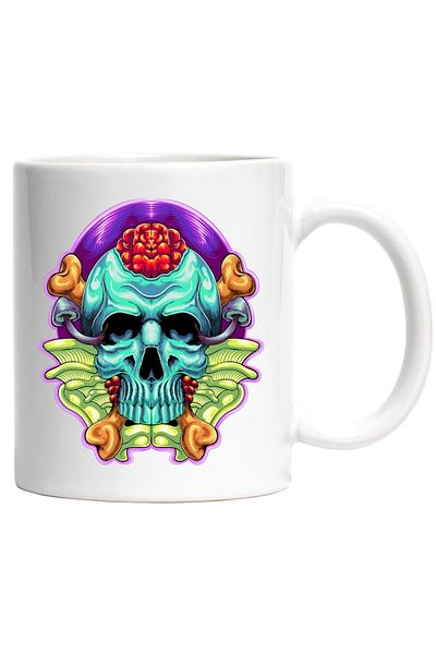 INOVATIX Personalized white mug, Skull, Brain, Bones, Mushrooms, Abstract, INOVATIX®. 330ml
