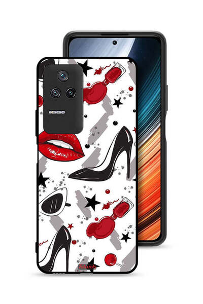 Tolwak Xiaomi Poco F4 Protective Case Cover Lipstick And Shoes Art