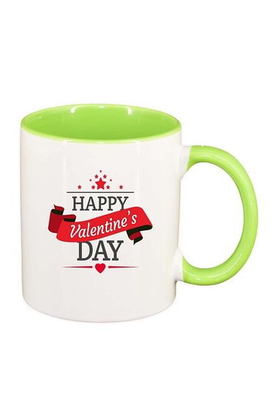 INOVATIX Personalized white mug, Love, light green interior, D341, INOVATIX®. 330ml