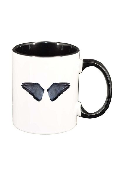 INOVATIX Personalized white mug, Wings, black interior, D952, INOVATIX®. 330ml