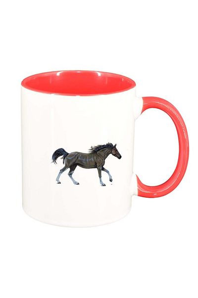 INOVATIX Personalized white mug, Horse, dark red interior, D973, INOVATIX®. 330ml