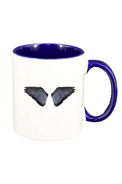 INOVATIX Personalized white mug, Wings, dark blue interior, D952, INOVATIX®. 330ml