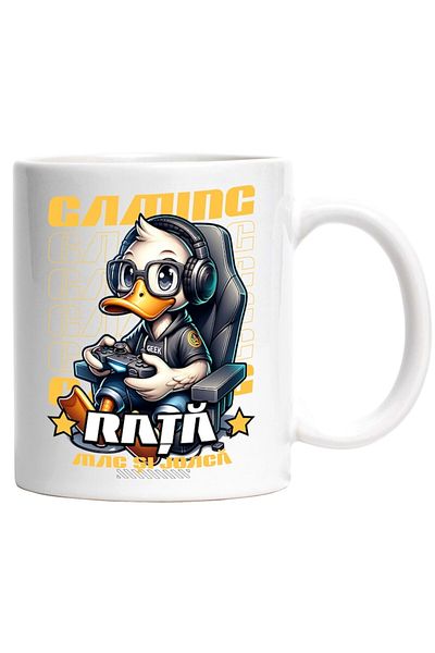 INOVATIX Personalized white mug, Duck playing video games pc chair, INOVATIX®. 330ml