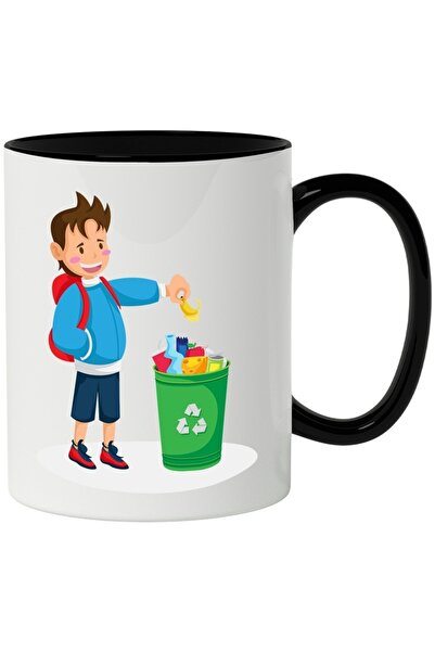 INOVATIX Cana alba personalizata, Copil, Cos De Gunoi, Reciclare, Coaja, cu M...