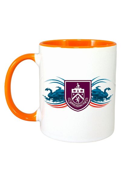 INOVATIX Personalised White Mug, Burnley England, Orange Handle and Interior, ®. 330ml