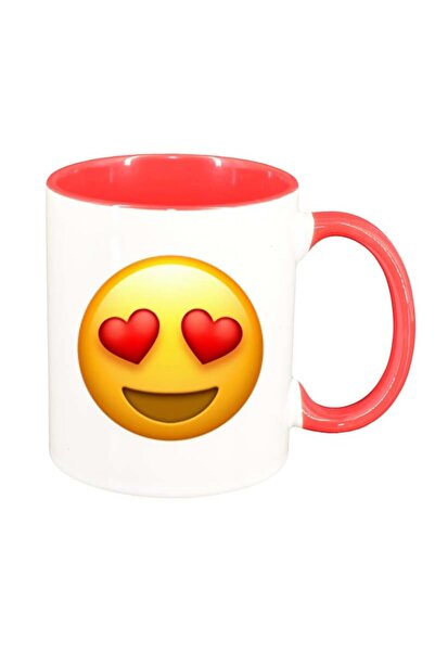 INOVATIX Cana alba personalizata, Emoji Love, interior rosu, D35, INOVATIX®. ...