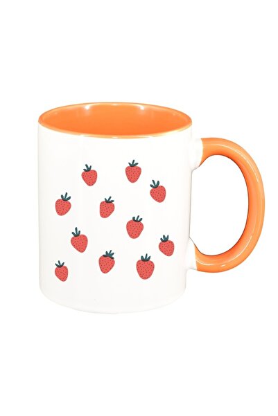 INOVATIX Cana alba personalizata, Strawberry, interior portocaliu, D1464, INO...