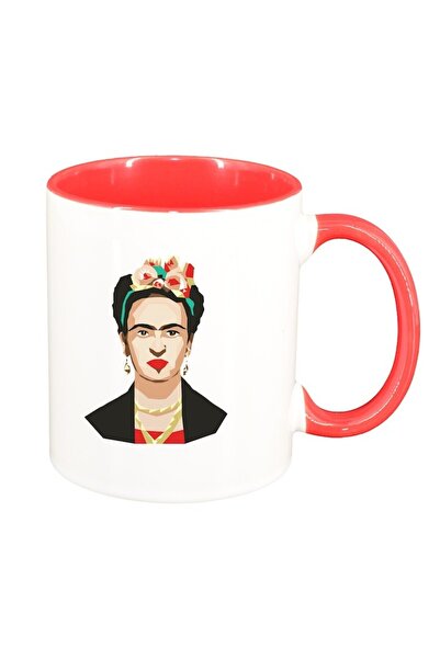 INOVATIX Персонализирана бяла чаша, Frida, червена вътрешност, D1453, INOVATI...